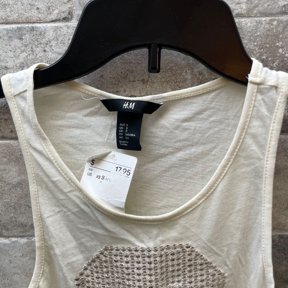 ❤️ H&M CREAM GRAPHIC TANK TOP SIZE SMALL NEW - Picture 4 of 5